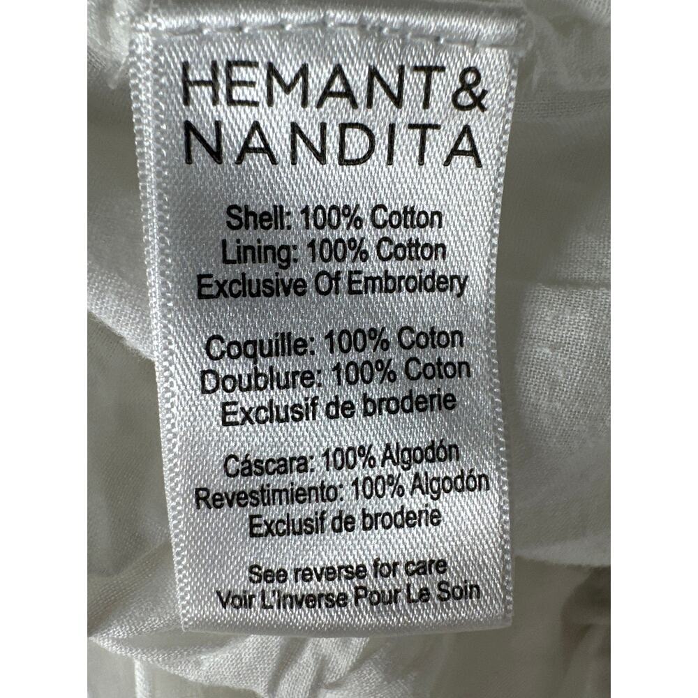 Hemant & Nandita Tora Shirt Dress Floral Eyelet Sleeveless Maxi White Yellow M - Picture 8 of 10